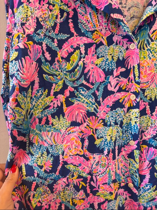 Lilly Pullitzer Oyster Bay Navy Seen and Herd Pijama Top XXL - Picture 8 of 9